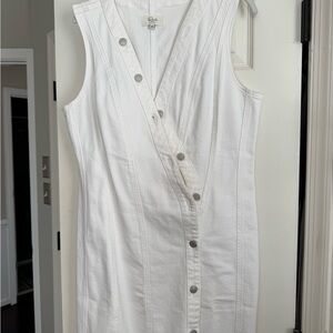 Rails White Sleeveless Midi Dress with Asymmetrical Button Placket